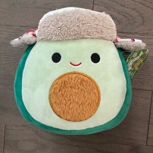 NWT Squishmallows Austin Green Avocado Plush with Cozy Hat